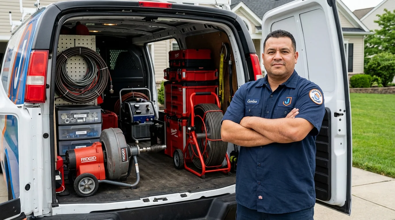 Professional drain cleaning equipment and Johns Plumbing LLC plumber in Garfield