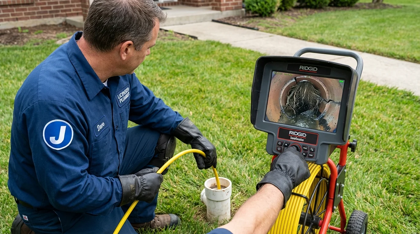 Sewer camera inspection being performed by Johns Plumbing LLC in Garfield
