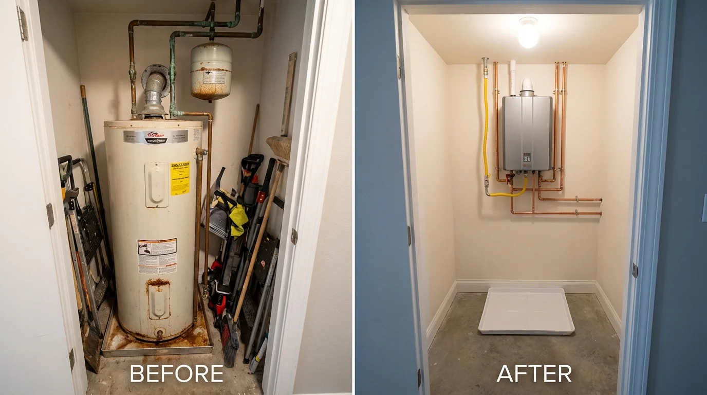 Tank water heater versus wall-mounted tankless unit comparison for Garfield, NJ homeowners