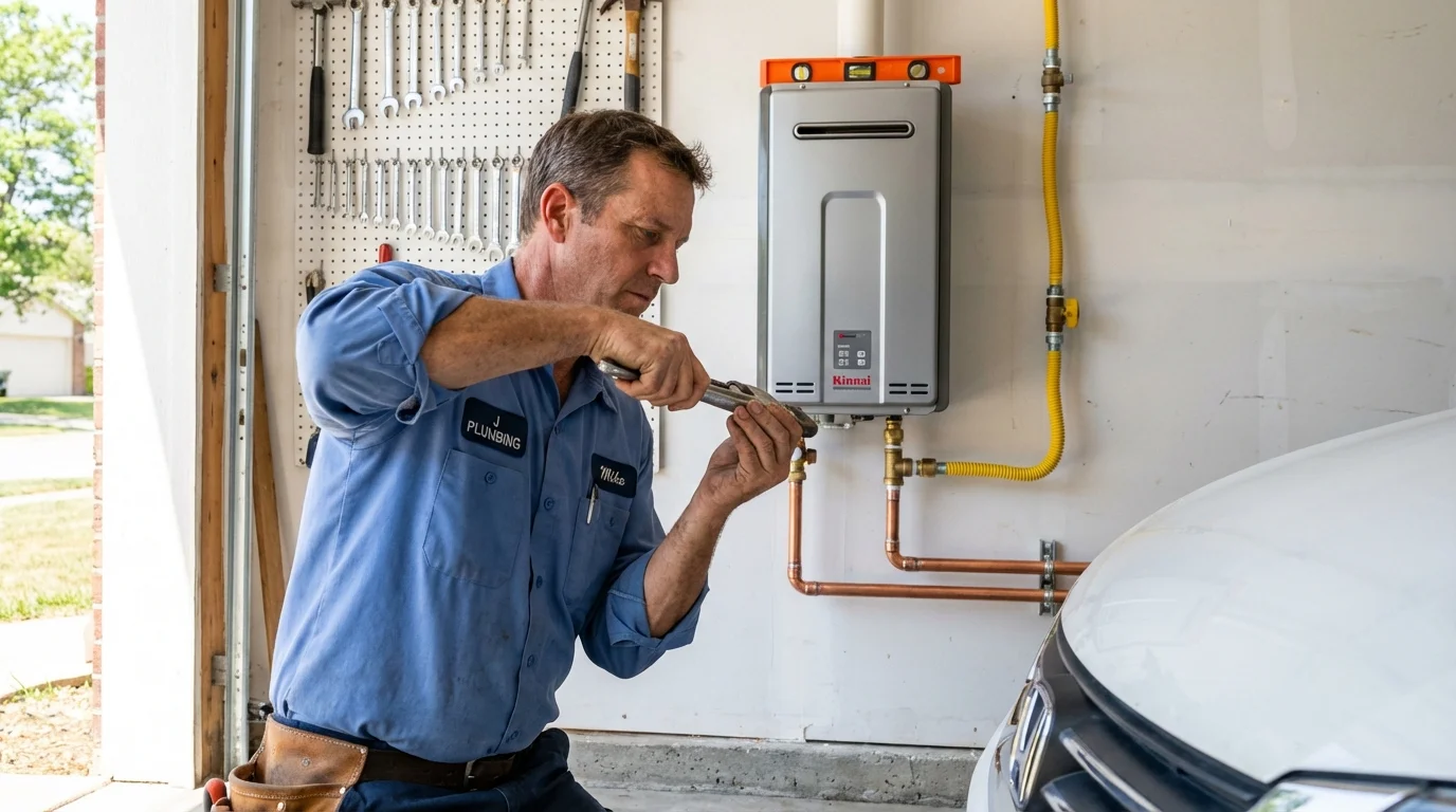 Tankless water heater installation by a Johns Plumbing LLC plumber in Garfield