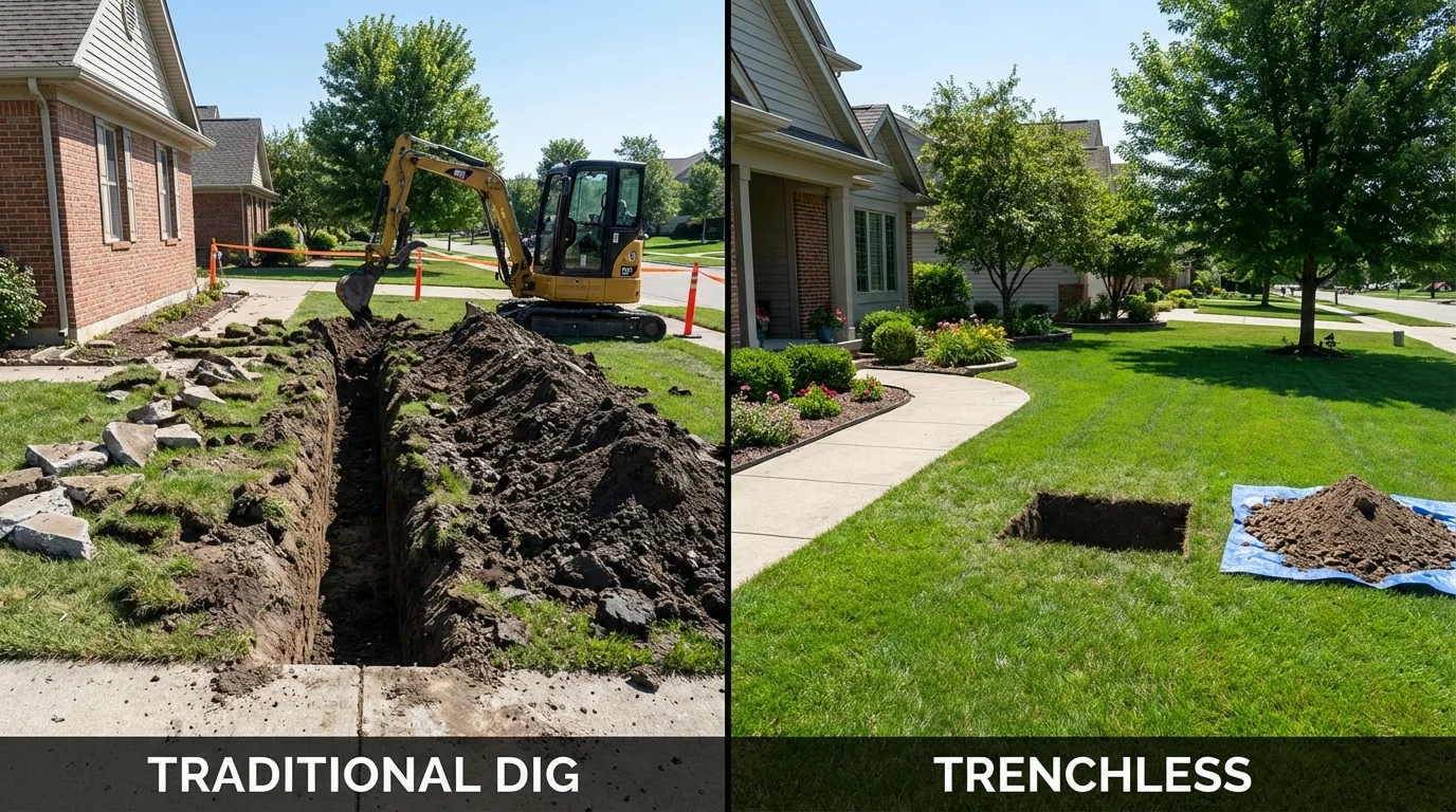Trenchless sewer repair with minimal yard damage versus traditional excavation in Garfield, NJ